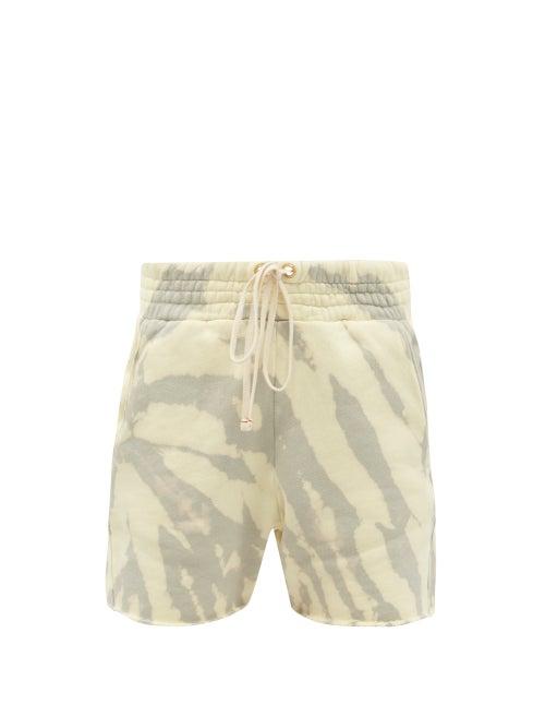 Matchesfashion.com Les Tien - Yacht Tie-dye Brushed-back Cotton Shorts - Womens - Light Blue