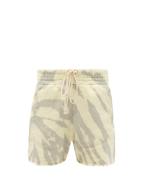 Matchesfashion.com Les Tien - Yacht Tie-dye Brushed-back Cotton Shorts - Womens - Light Blue