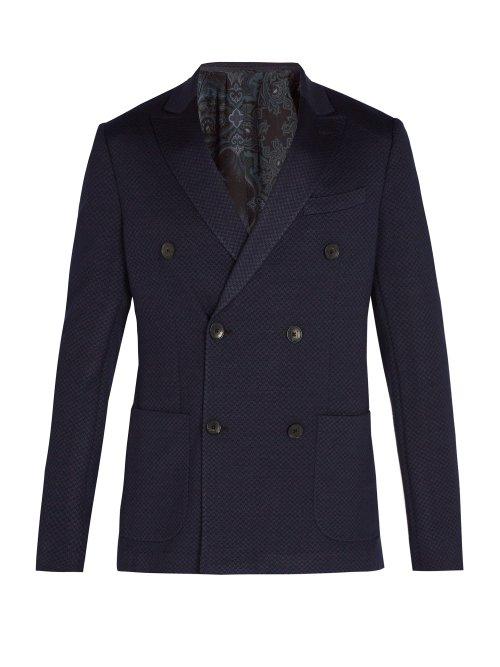 Matchesfashion.com Etro - Nuovo Jersey Wool Silk Blend Blazer - Mens - Blue