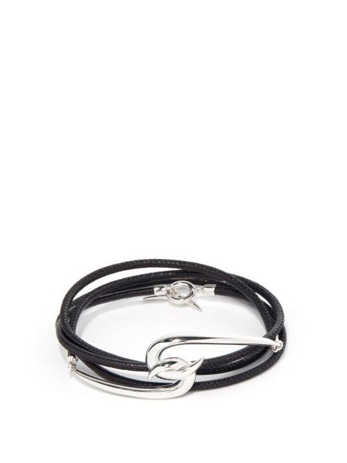 Shaun Leane - Hook Sterling-silver & Leather Wraparound Bracelet - Mens - Black Silver