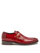 Matchesfashion.com Balenciaga - Crocodile Effect Leather Derby Shoes - Mens - Red