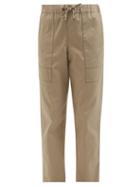 Brunello Cucinelli - Drawstring Cotton-blend Straight-leg Trousers - Womens - Khaki