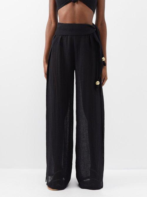 Lisa Marie Fernandez - Farrah Halterneck Organic Cotton-blend Trousers - Womens - Black