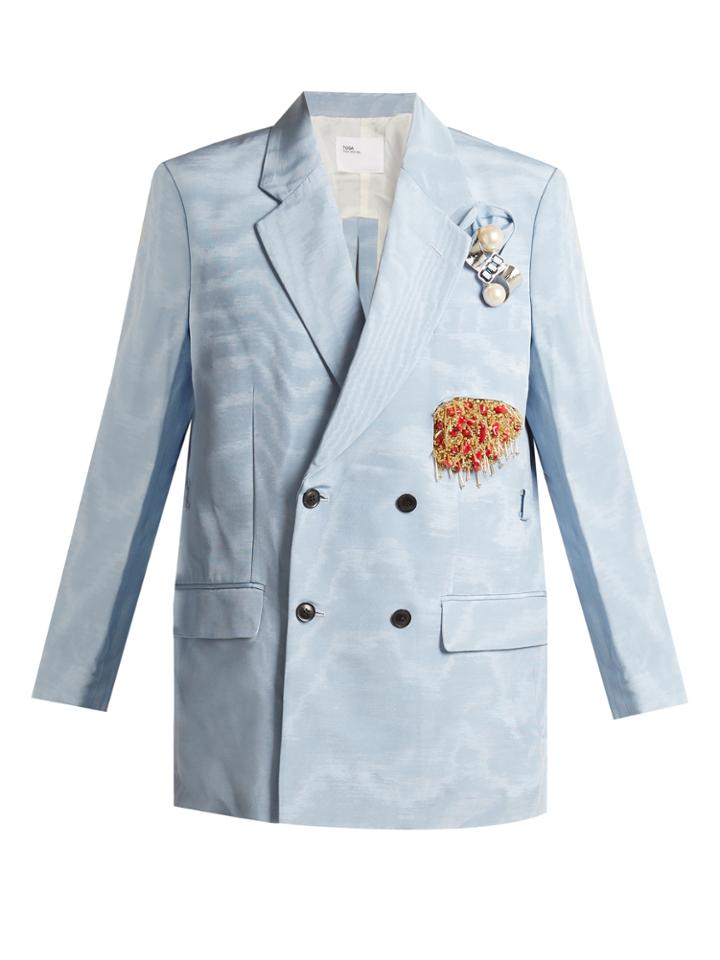 Toga Moire Double-breasted Silk-blend Jacket