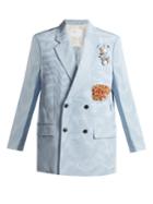 Toga Moire Double-breasted Silk-blend Jacket