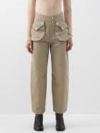 Mm6 Maison Margiela - Patch-pocket Cotton-blend Wide-leg Trousers - Womens - Stone