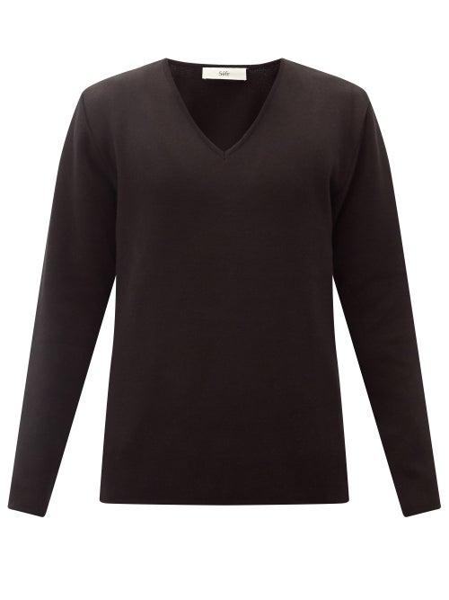 Matchesfashion.com Sfr - Linus V-neck Pima-cotton Sweater - Mens - Black