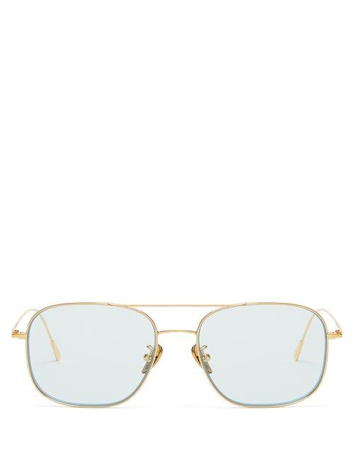 Matchesfashion.com Cutler And Gross - Square Frame Gold Plated Sunglasses - Mens - Gold