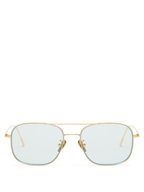 Matchesfashion.com Cutler And Gross - Square Frame Gold Plated Sunglasses - Mens - Gold