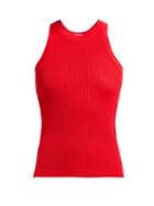 Matchesfashion.com Msgm - Ribbed Knit Racer Back Top - Womens - Red