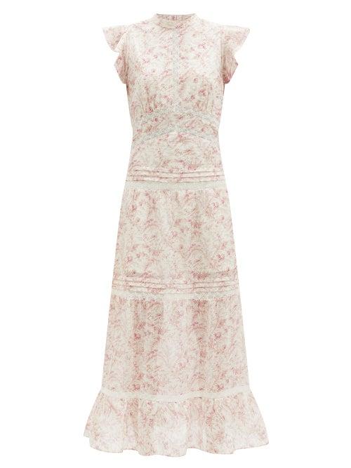 Matchesfashion.com Sir - Caprice Ruffled Floral-print Cotton Dress - Womens - White Print