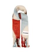Jil Sander - Tasselled Geometric-print Mohair-blend Scarf - Mens - Red Multi