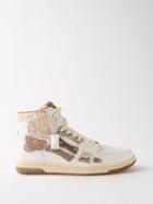 Amiri - Skel Top Bandana-print Leather High-top Trainers - Mens - White Brown