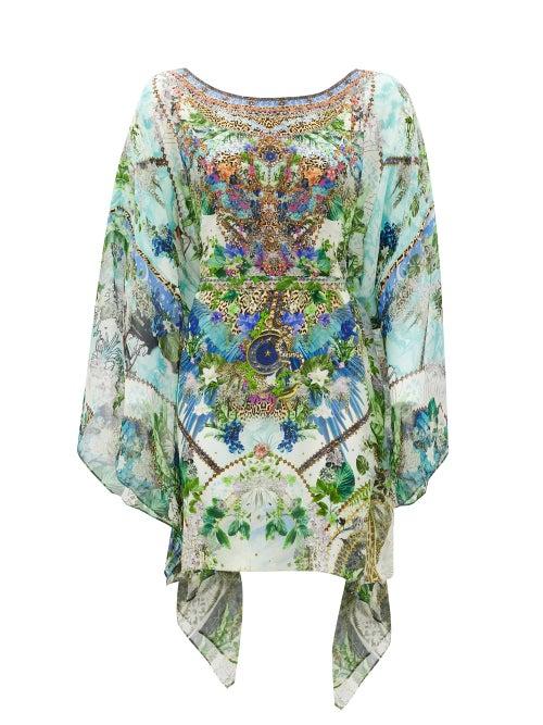 Matchesfashion.com Camilla - Jungle-print Crystal-embellished Silk Kaftan - Womens - White Print