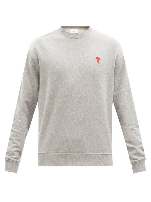 Ami - Ami De Caur-logo Cotton-jersey Sweatshirt - Mens - Grey