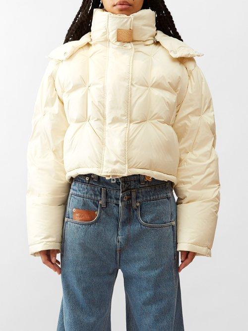 Loewe - Hooded Quilted Cropped Jacket - Womens - Ivory
