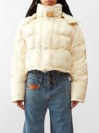 Loewe - Hooded Quilted Cropped Jacket - Womens - Ivory