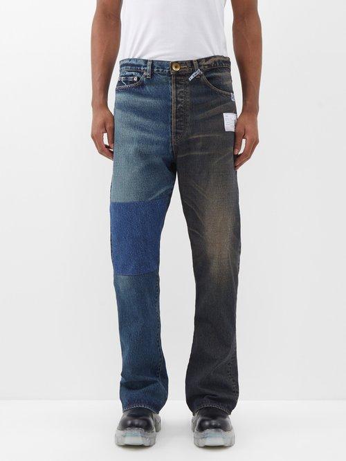 Mihara Yasuhiro - Two-toned Straight-leg Jeans - Mens - Indigo