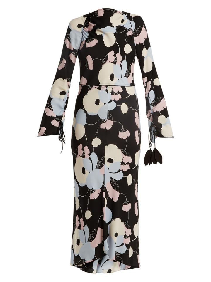 Marni Boat-neck Floral-print Crepe Dress