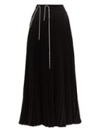 Matchesfashion.com Christopher Kane - Crystal Embellished Pliss Crepe Skirt - Womens - Black