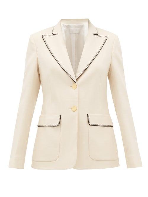 Matchesfashion.com Peter Pilotto - Peak-lapel Grain-de-poudre Jacket - Womens - Ivory
