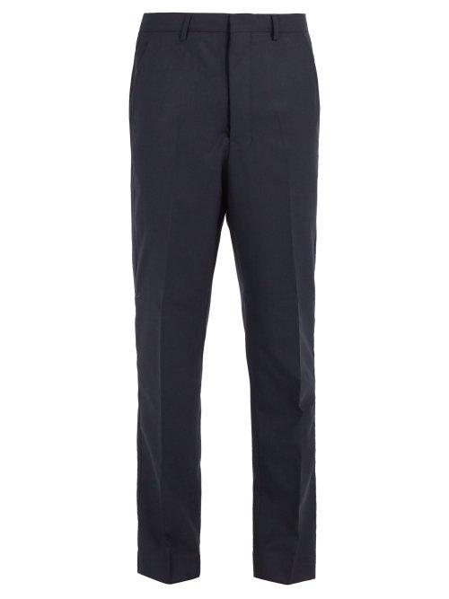 Matchesfashion.com Ami - Mid Rise Tapered Leg Wool Trousers - Mens - Navy