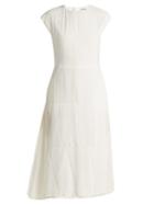 Matchesfashion.com Jil Sander - Fioretto Silk Blend Midi Dress - Womens - Ivory
