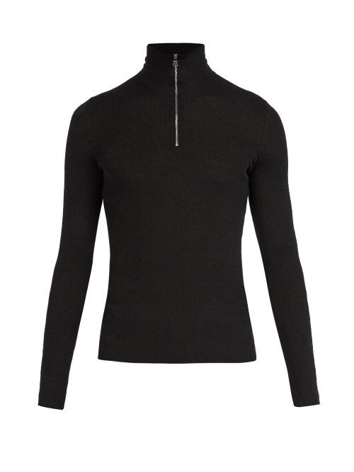 Matchesfashion.com Prada - Half Zip Wool Sweater - Mens - Black