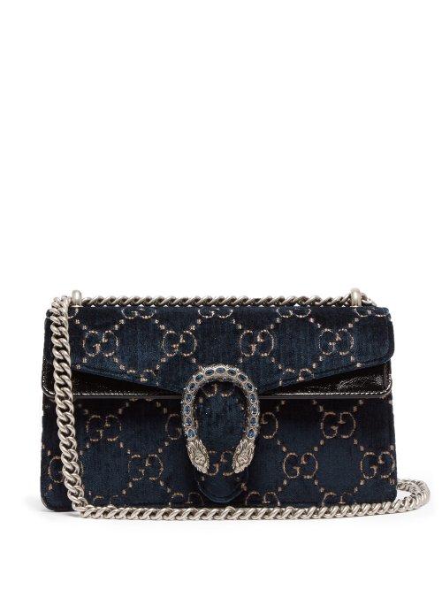 Matchesfashion.com Gucci - Dionysus Gg Velvet Shoulder Bag - Womens - Navy