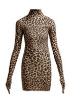 Matchesfashion.com Vetements - Leopard Print Glove Sleeved Jersey Dress - Womens - Light Brown