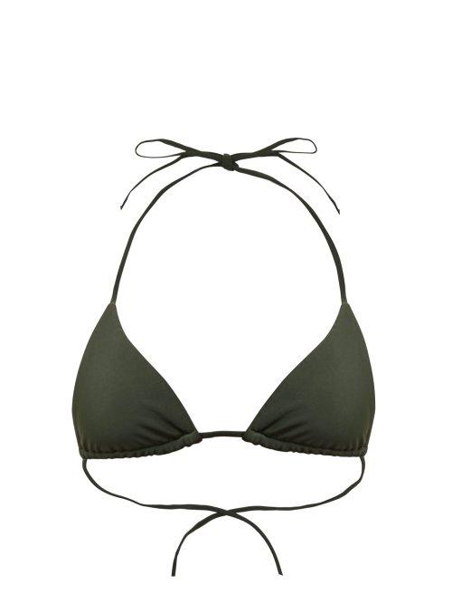 Matchesfashion.com Matteau - The String Triangle Bikini Top - Womens - Dark Green