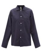 Ladies Lingerie Tekla - Organic-cotton Poplin Pyjama Shirt - Womens - Navy