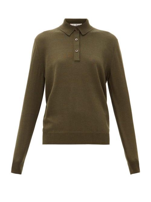 Matchesfashion.com Giuliva Heritage Collection - The Cassiope Cashmere Blend Polo Shirt - Womens - Dark Green