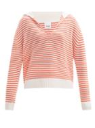 Allude - Sailor-collar Striped Wool-blend Sweater - Womens - Orange Stripe