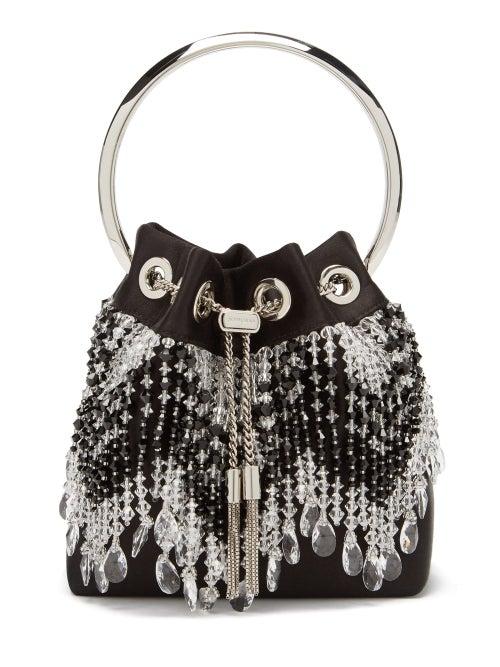 Matchesfashion.com Jimmy Choo - Callie Beaded Satin Clutch Bag - Womens - Black