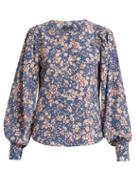 Matchesfashion.com Isabel Marant - Berny Floral Print Silk Blend Blouse - Womens - Blue Print