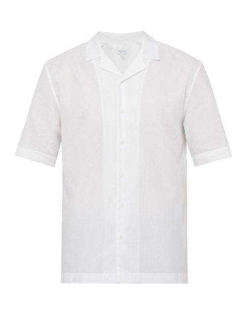 Matchesfashion.com Sunspel - Short Sleeved Cotton Piqu Shirt - Mens - White