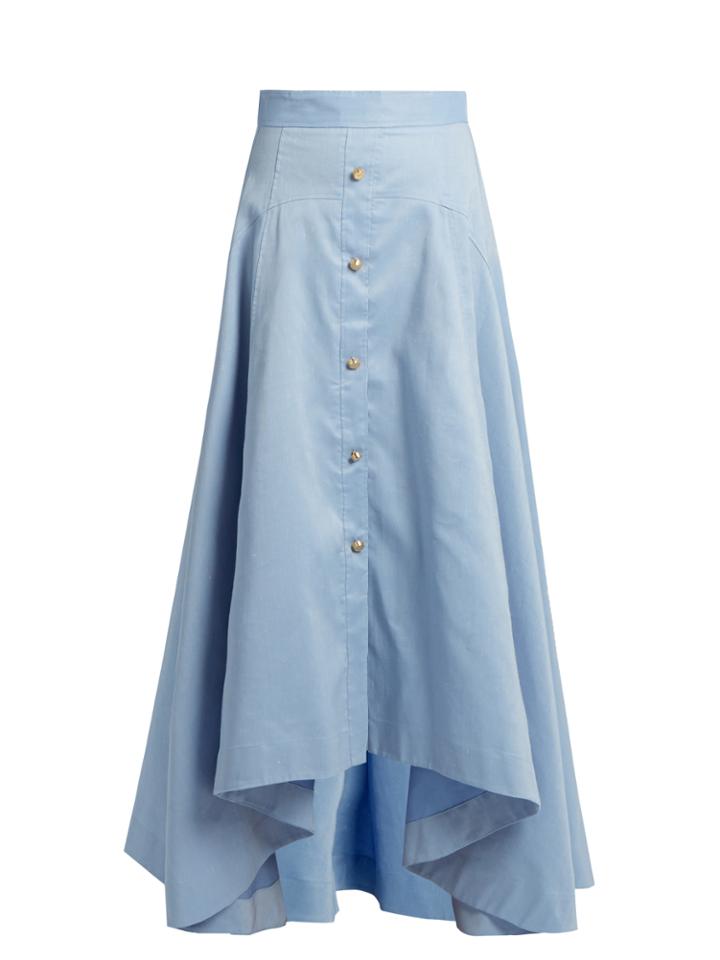 Peter Pilotto Dipped-hem Cotton And Linen-blend Skirt