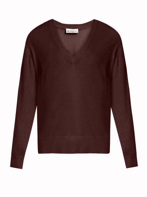 Matchesfashion.com Raey - V Neck Fine Knit Cashmere Sweater - Womens - Burgundy