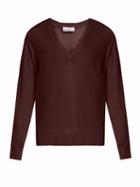 Matchesfashion.com Raey - V Neck Fine Knit Cashmere Sweater - Womens - Burgundy