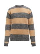 Howlin' - Shaggy Bear Crew-neck Striped Wool Sweater - Mens - Grey Multi