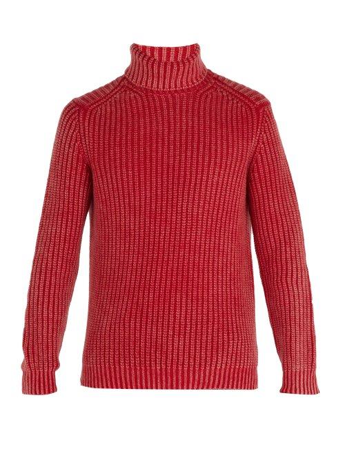 Matchesfashion.com Iris Von Arnim - Newton Stonewashed Ribbed Knit Cashmere Sweater - Mens - Red