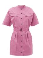 Matchesfashion.com Isabel Marant Toile - Zolina Belted Cotton-canvas Shirt Dress - Womens - Pink