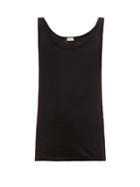 Matchesfashion.com Saint Laurent - Distressed-trim Scoop-neck Cotton-jersey Tank Top - Mens - Black