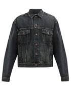 Matchesfashion.com Balenciaga - Logo-embroidered Back Washed Cotton-denim Jacket - Mens - Blue