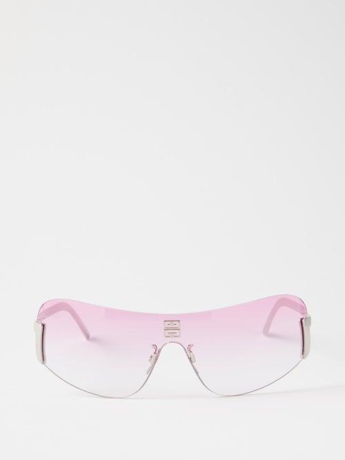 Givenchy Eyewear - 4g Shield Metal Sunglasses - Womens - Pink Silver