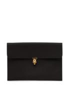 Matchesfashion.com Alexander Mcqueen - Skull Grained Leather Pouch - Womens - Black