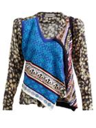 Matchesfashion.com Preen By Thornton Bregazzi - Isadora Cotton Knit And Silk Blend Top - Womens - Navy Print