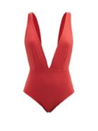 Haight - Marina Plunge-neck Swimsuit - Womens - Red