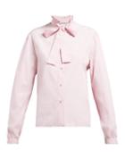 Matchesfashion.com Gucci - Crinkled Ruffle Collar Cotton Poplin Shirt - Womens - Pink